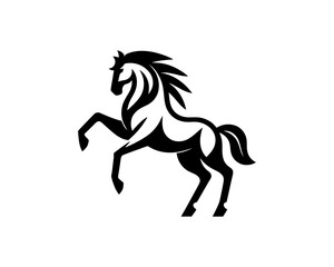 Horse logo design icon symbol vector illustration. Horsepower silhouette logo. Animal logo. Black color horse icon logo vector template.