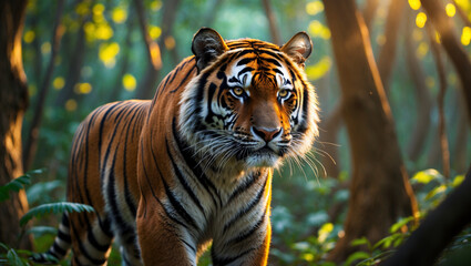Obraz premium Explore stunning tiger images: majestic wild tigers, Bengal tigers, and fierce tiger portraits. Perfect for presentations, creative designs, and wildlife projects.