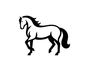 Horse logo design icon symbol vector illustration. Horsepower silhouette logo. Animal logo. Black color horse icon logo vector template.