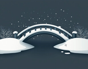 Snowy Bridge Winter Scene