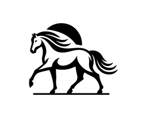 Horse logo design icon symbol vector illustration. Horsepower silhouette logo. Animal logo. Black color horse icon logo vector template.