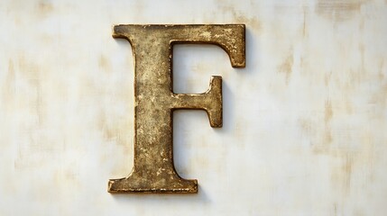Rustic Gold Letter F on a Textured Background