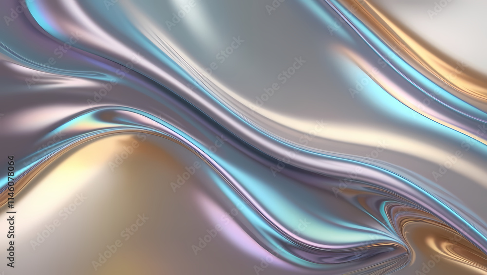 Poster wavy blue abstract background with flowing lines and smooth curves