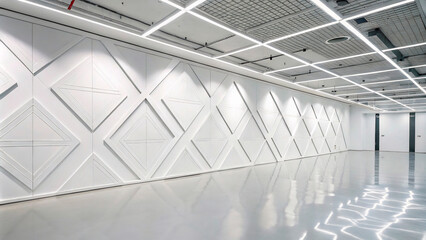 Obraz premium Modern interior of a bright, empty corridor with large windows and sleek architectural design