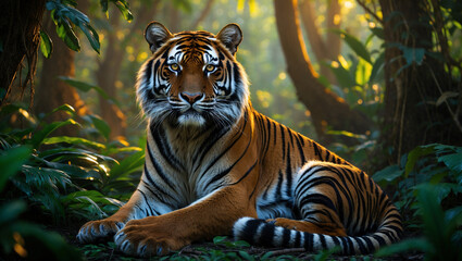 Obraz premium Explore stunning tiger images: majestic wild tigers, Bengal tigers, and fierce tiger portraits. Perfect for presentations, creative designs, and wildlife projects.