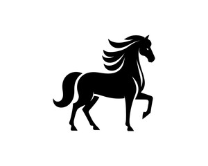 Horse logo design icon symbol vector illustration. Horsepower silhouette logo. Animal logo. Black color horse icon logo vector template.