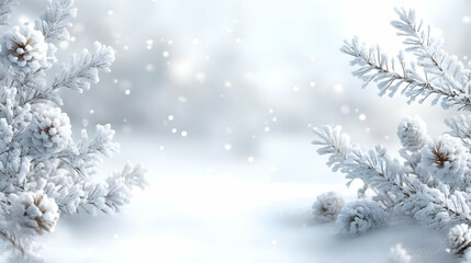 Winter Wonderland: Snow-Covered Branches and Pinecones