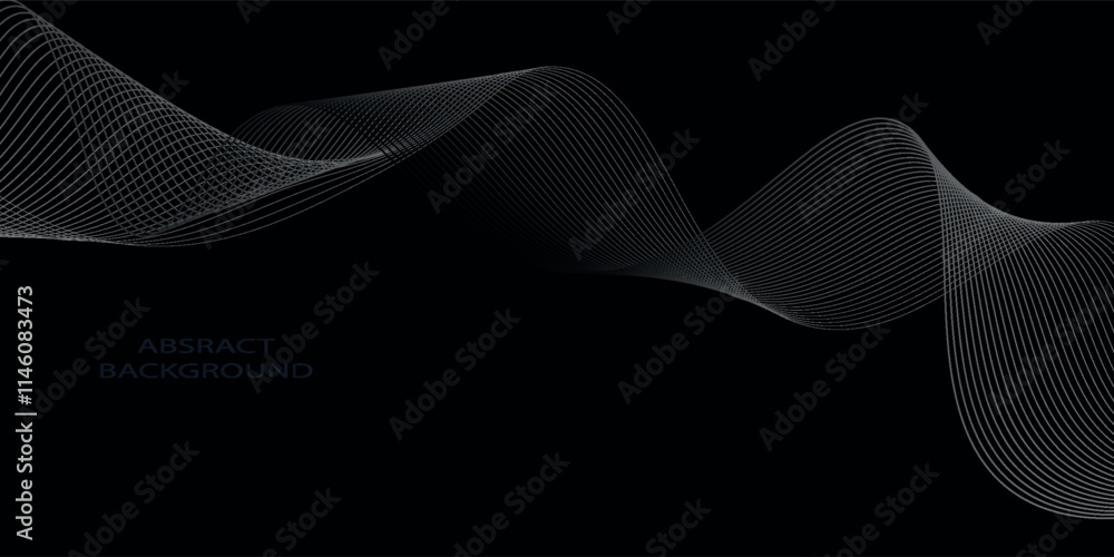 Poster abstract grey wavy lines background. digital frequency track equalizer. abstract frequency sound wav