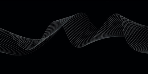 Abstract grey wavy lines background. Digital frequency track equalizer. Abstract frequency sound wave lines and technology curve lines background. Abstract background with business lines background.