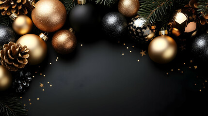 Fototapeta premium Elegant Gold & Black Christmas Ornaments