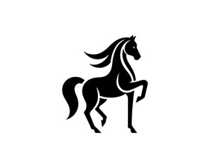 Horse logo design icon symbol vector illustration. Horsepower silhouette logo. Animal logo. Black color horse icon logo vector template.