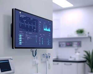 Fototapeta premium A modern medical display screen showing patient data in a clean clinic