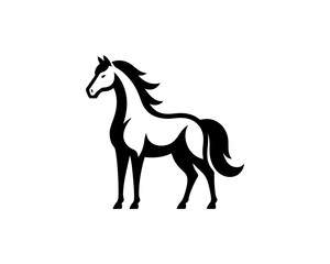 Horse logo design icon symbol vector illustration. Horsepower silhouette logo. Animal logo. Black color horse icon logo vector template.