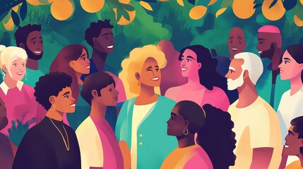 A group of people of various ages, races, and genders participating in a community event.