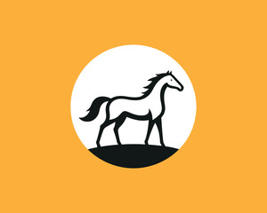 Horse logo design icon symbol vector illustration. Horsepower silhouette logo. Animal logo. Black color horse icon logo vector template.
