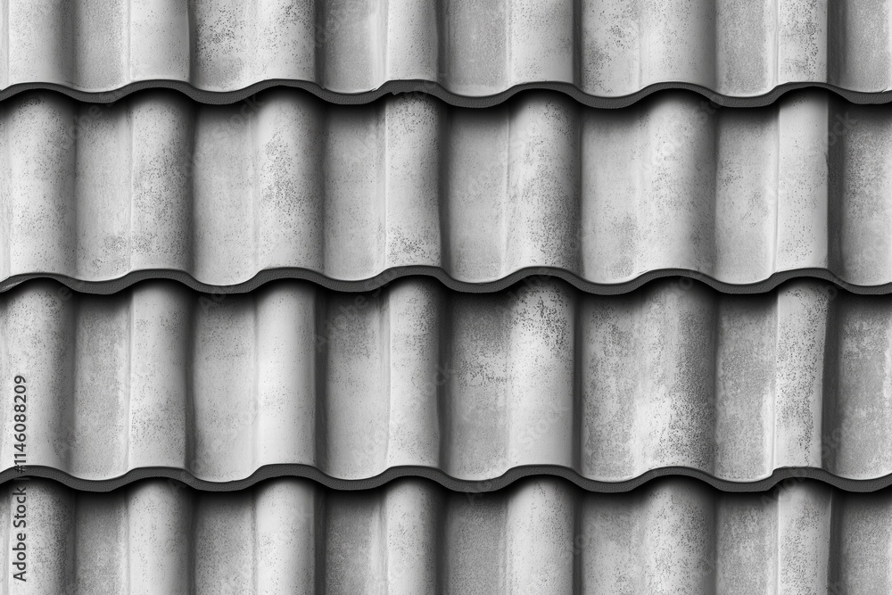 Poster seamless textured gray roof tiles arranged in a repeating pattern, showcasing their wavy design and 