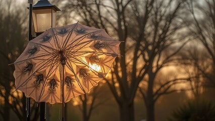Feathered Parasol with Sunset Glow.
