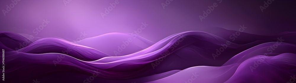 Poster a serene abstract landscape featuring undulating purple waves, creating a dreamy and calm atmosphere