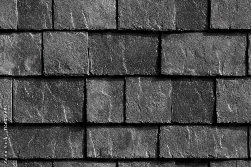 Poster seamless textured black stone tiles arranged in a grid pattern. the surface shows natural variations