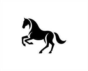 Horse logo design icon symbol vector illustration. Horsepower silhouette logo. Animal logo. Black color horse icon logo vector template.