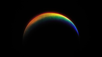 Rainbow-colored arc on a black background