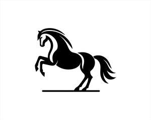 Horse logo design icon symbol vector illustration. Horsepower silhouette logo. Animal logo. Black color horse icon logo vector template.