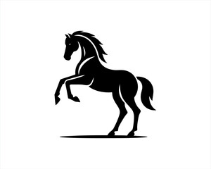 Horse logo design icon symbol vector illustration. Horsepower silhouette logo. Animal logo. Black color horse icon logo vector template.