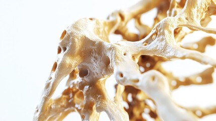 Close-up of porous bone structure highlighting its intricate design and texture.