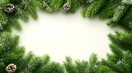 Winter's Evergreen Branches Frame, Festive Holiday Season Decor