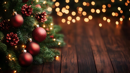 Warm Festive Lights Decorate Christmas Tree with Ornaments