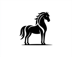 Horse logo design icon symbol vector illustration. Horsepower silhouette logo. Animal logo. Black color horse icon logo vector template.