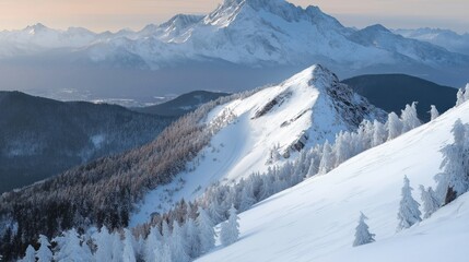 Fototapeta premium Aerial view of the Mount Everest covered with snow
