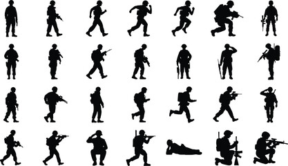 Comprehensive Soldier Icon Collection. Unique Vector Designs for War, Strategy and Army Themes.