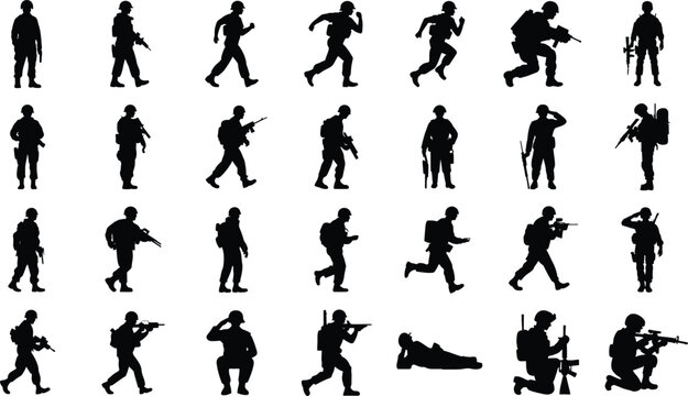Comprehensive Soldier Icon Collection. Unique Vector Designs for War, Strategy and Army Themes.