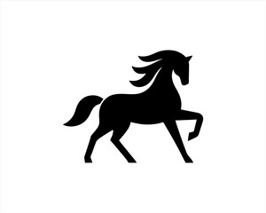 Horse logo design icon symbol vector illustration. Horsepower silhouette logo. Animal logo. Black color horse icon logo vector template.