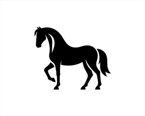 Horse logo design icon symbol vector illustration. Horsepower silhouette logo. Animal logo. Black color horse icon logo vector template.