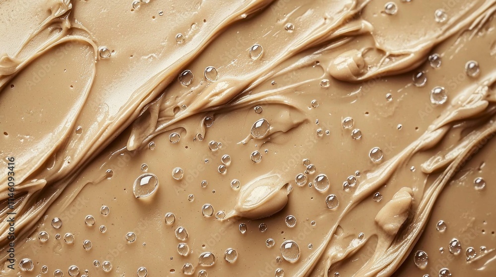 Poster a jar of peanut butter with a white substance on top. color of the year mocha mousse