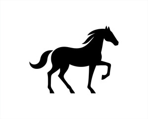 Horse logo design icon symbol vector illustration. Horsepower silhouette logo. Animal logo. Black color horse icon logo vector template.