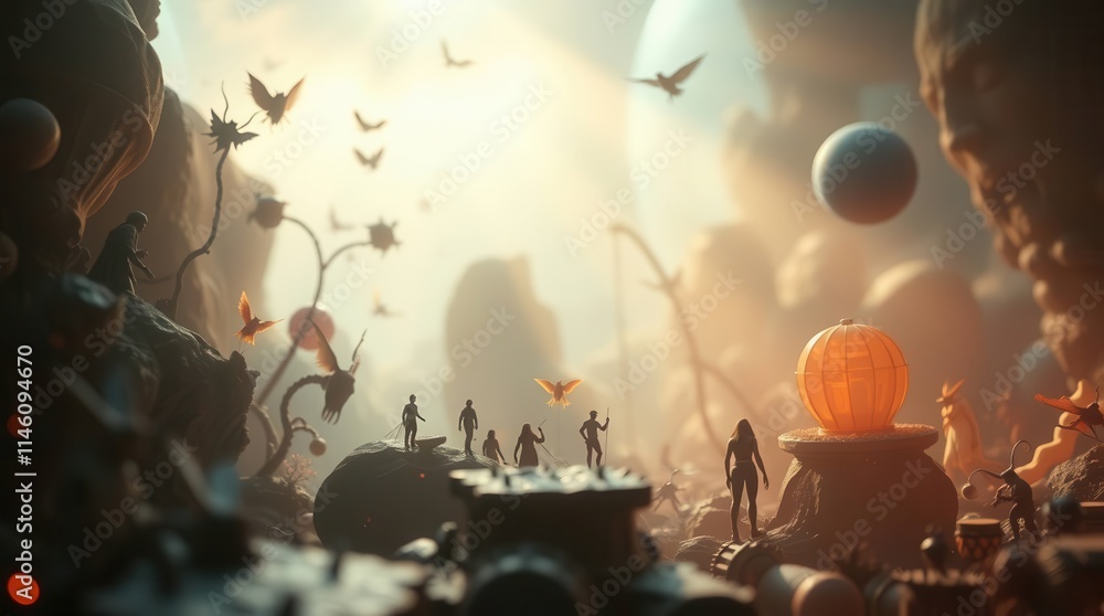 Aufkleber dreamlike machine learning scene with surreal elements and soft light