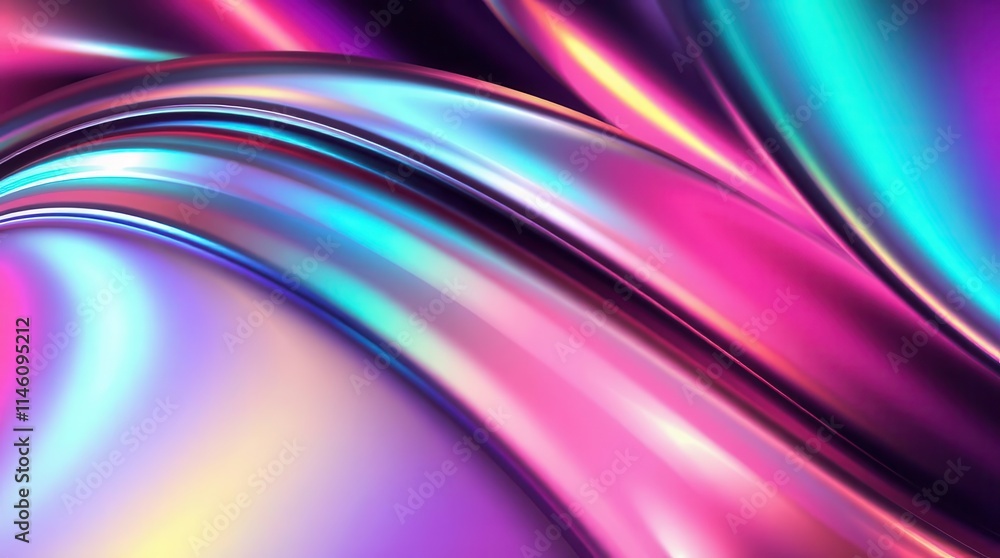 Poster intense abstract composition with smooth gradient and metallic hologram