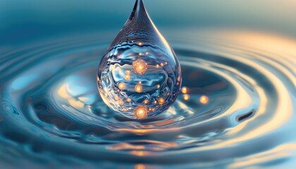 A drop of water with a glowing center