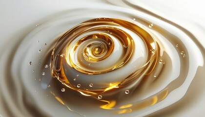 A swirl of oil with water droplets on top