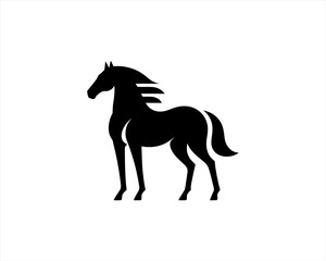 Horse logo design icon symbol vector illustration. Horsepower silhouette logo. Animal logo. Black color horse icon logo vector template.