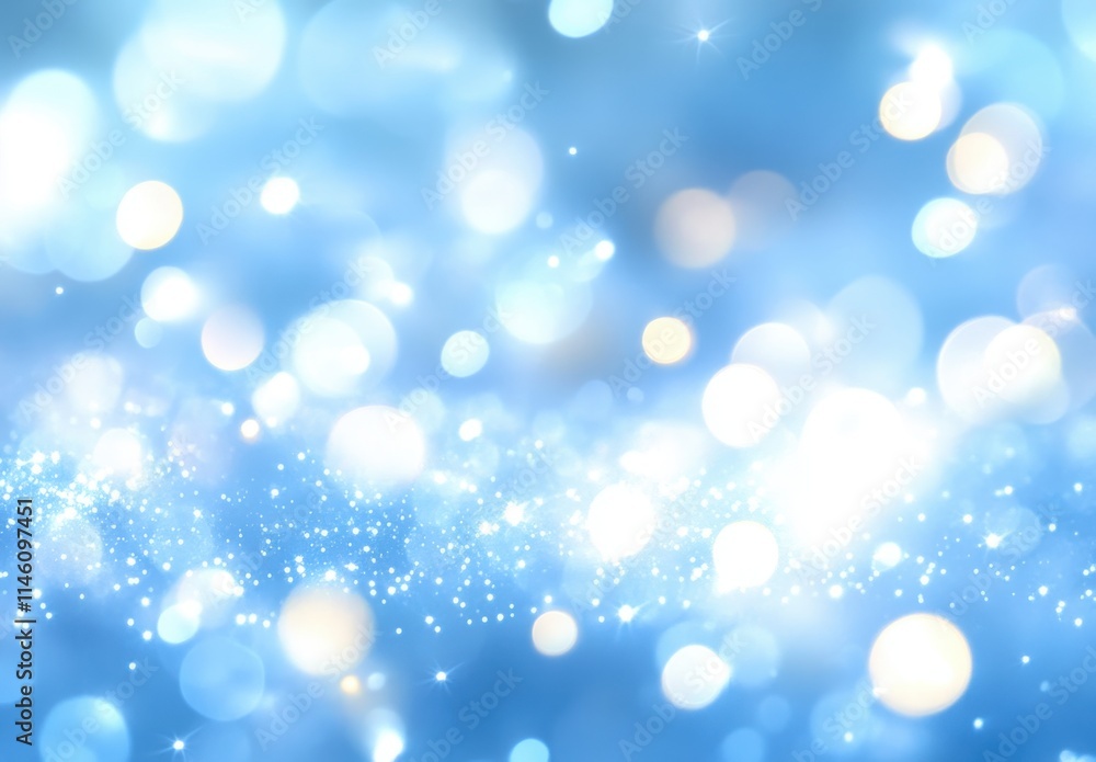 Aufkleber soft blue background with blurred lights and sparkles creating a dreamy and serene atmosphere for ba