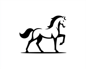Horse logo design icon symbol vector illustration. Horsepower silhouette logo. Animal logo. Black color horse icon logo vector template.