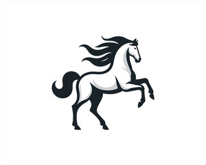 Horse logo design icon symbol vector illustration. Horsepower silhouette logo. Animal logo. Black color horse icon logo vector template.