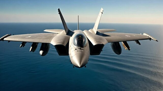 fighter jet plane in the sky over the sea