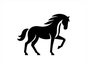 Horse logo design icon symbol vector illustration. Horsepower silhouette logo. Animal logo. Black color horse icon logo vector template.