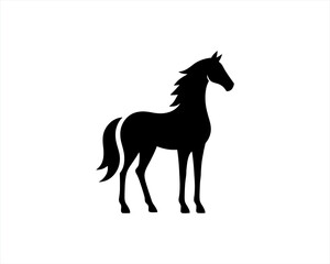 Horse logo design icon symbol vector illustration. Horsepower silhouette logo. Animal logo. Black color horse icon logo vector template.