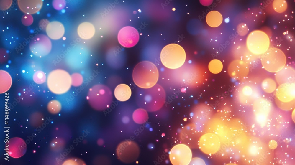 Poster beautiful abstract background with colorful bokeh lights and shimmering particles creating a dreamy 
